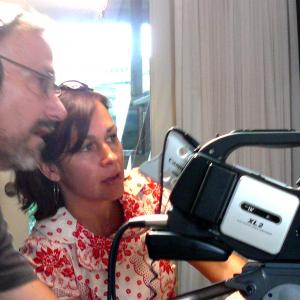 Richard P Alvarez with Director Geralyn Pezanowski shooting an interview for award winning documentary MINE Taken By Katrina