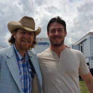 Zach Rose and Lew Temple on the set of LONGMIRE