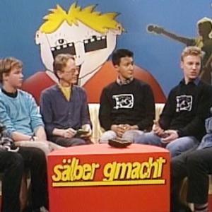 Simon Zeller, Stefan Keller, Dani Bodmer, David Din, Andy Svensson, Hardy Hepp. SF DRS Studio 4 (Swiss TV, 7. April 1986).