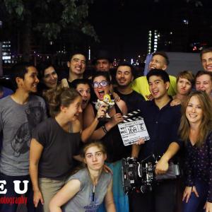 Director Lisa Ovies with cast and crew of I Wanna Date U Aug 2014
