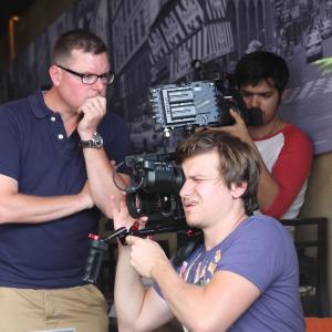 Behind the scenes of my short film 'Genetics' L-R Cinematographer Mick Jones, Writer / Director Adrian Tyson, Camera Assist Simon Koloadin and Production Assist Marcel Breed