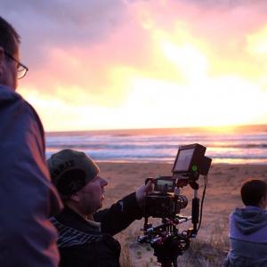 Behind the scenes of my short film 'Down the Coast' with Cinematographer Mick Jones and actor Jack Dawes.