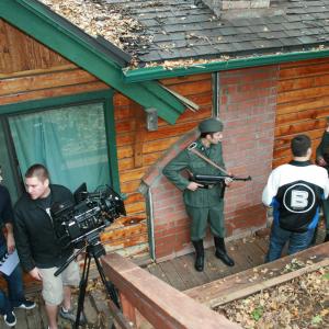 Aloyan directing two Nazi soldiers on set of UNTERMENSCH 2010 with DP Nate Tieman behind camera
