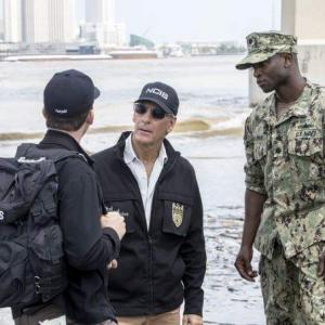David Kency on the set of NCIS New Orleans with Lucas Black and Scott Bakula