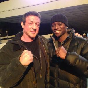 David Kency and Slyvestor Stallone on the set of Grudge Match