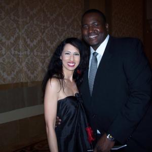 Elly Kaye with with Quinton Aaron outstanding lead actor in The Blind Side at the Oscars Luncheon at the Montage in Beverly Hills