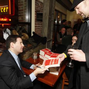 Aron Michael Thompson  author Mark Halperin at HBO premier event for Game Change