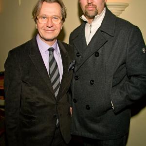 Gary Oldman and Aron Michael Thompson at the preview party for Tinker Tailor Soldier Spy in Seattle