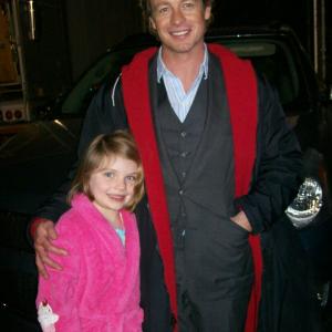 Madison with Simon Baker on set for the Mentalist
