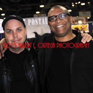 Neo Edmund with director Reggie Hudlin after the presention of the Dwayne McDuffie Award at Long Beach Comic Expo!