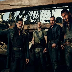 Still of Toby Stephens, Zach McGowan, Luke Arnold and Tom Hopper in Black Sails (2014)