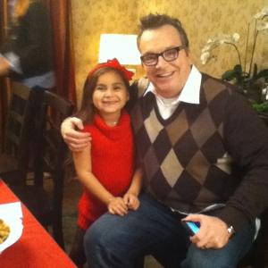 Carmina Garay and Tom Arnold on the set of Funny or Dies Black Friday Thanksgiving