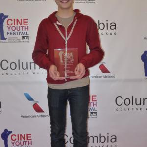Accepting First Place Award for Slender The Film at the Chicago Youth Film Festival