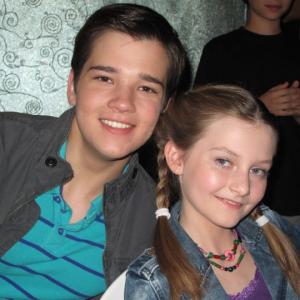 Nathan Kress and Ashley Switzer on set of iCarly (2010)