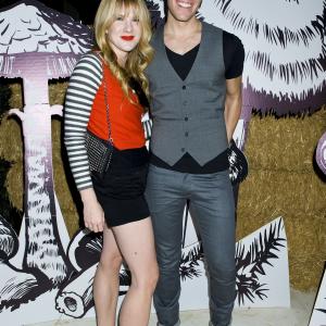 Television personality Matthew Hoffman and actress Lily Rabe arrive at Just Jared's annual Halloween Party in Los Angeles, Ca