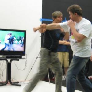 Me (on the right) working on a fight choreography drill with action Australian superstar, Richard Norton.