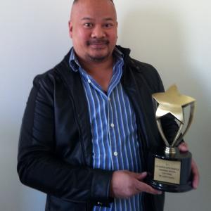 Director Joseph Villapaz with the award from the Los Angeles Movie Awards 2011 (II).