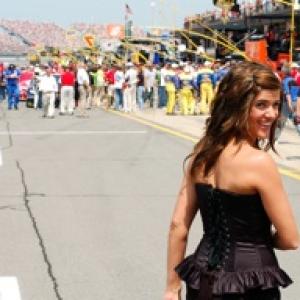 Amy Rivard in Pit Lane at Michigan International Speedway after she sang the anthems for NASCAR