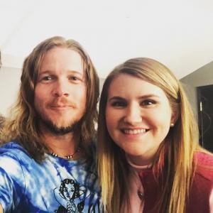 Scotty Dickert and Jillian Bell on the set of Comedy Central's Workaholics