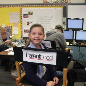 Chloe on location with Parenthood.