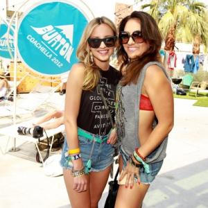 PALM SPRINGS CA  APRIL 14 Actresses from ABC Familys Beverly Hills Nannies Shayla Quinn and Amber Valdez attend the Burton Snowboards Coachella pool party and BBQ at Ace Hotel on April 14 2012 in Palm Springs California