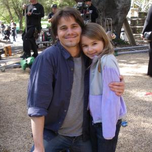 Anna with Jason Ritter on the set of The Event