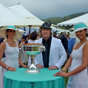 Michael Blakey enjoying the Royal Foundation Polo Challenge Trophy at the Royal Polo match in Santa Barbara, CA