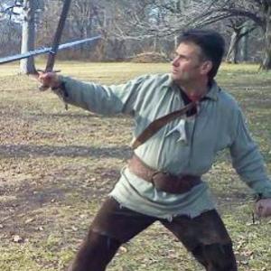 Showcasing some sword skills in Capital One Bank commercial as Barbarian Tribesman, - more Robin Hood type fighter...:)
