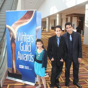 Arriving to The Writers Guild Awards with Nathaniel and Keira Pena