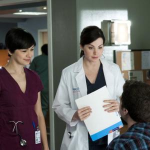 Still of Erica Durance, Maggie Lin and Julia Taylor Ross in Saving Hope (2012)