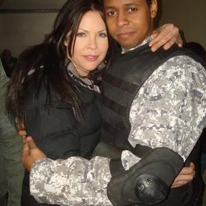 Christa Campbell and Owen Davis on the set of Spiders 3D 2010