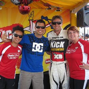 At ESPN's X-Games 17 in Los Angeles (l. to r.) Disney XD; Sandro Corsaro, creator and executive producer, Kick Buttowski: Suburban Daredevil; and Stephan Verdier, champion Rally Car driver