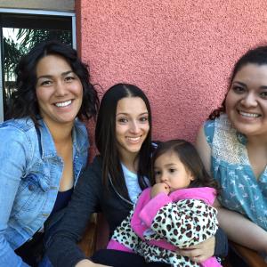 Elizabeth Cortez, Danielle Vega and Sherry Mandujano on the set of East Los High