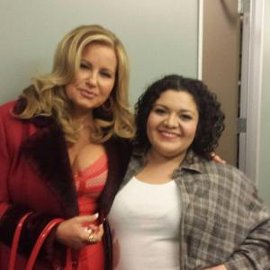 Jennifer Coolidge and Sherry Mandujano on the set of Two Broke Girls And The Crime Ring
