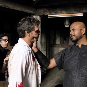 On set 'Dralien' with Kausik Das, Anthony Miller and Mark Broadbent.