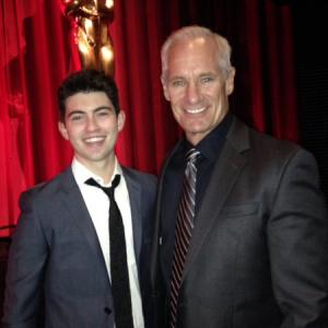 Matt Riedy and castmate Ian Nelson attend The Judge premiere in Beverly Hills.