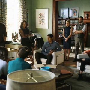 Still of Viola Davis Alfred Enoch Karla Souza Charlie Weber Liza Weil Aja Naomi King and Jack Falahee in How to Get Away with Murder 2014