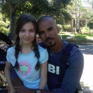 Stephanie Katherine Grant with Shemar Moore on the set of Criminal Minds