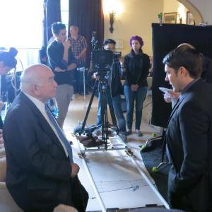 Ed Asner and Bradley Fowler getting ready for a scene in Love.Meet.Hope.
