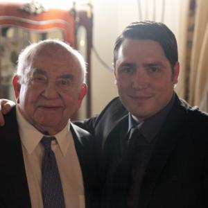 Ed Asner and Bradley Fowler on the set of LoveMeetHope