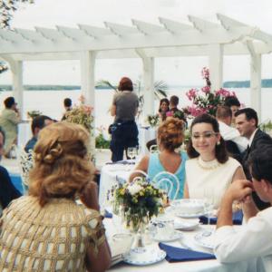 Between takes - Melia Morgan as Greek wedding guest on the set of Jackie O.