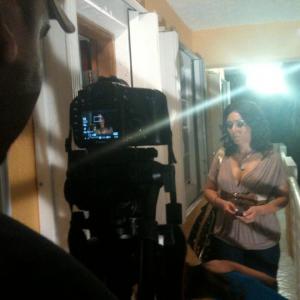 Melia Morgan as Maria on the set of the new horror thriller Stuarts House