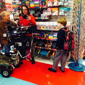 Tanner Flood in Unbreakable Kimmy Schmidt filming at Dylans Candy Bar