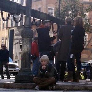 Miles Elliot in The Amazing Spiderman as Billy Connors on NY street backlot at Fox Studios with Marc Webb and Rhys Ifans