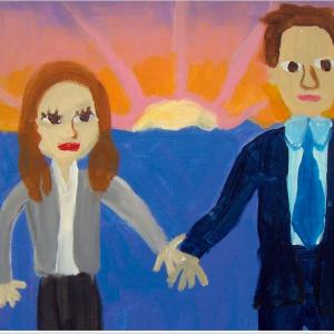Michaels wedding present portait of Jim and Pam from THE OFFICE TV Production