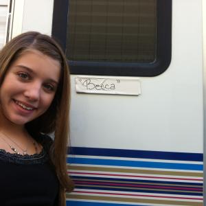 Paris next to her trailer on the set of Modern Family