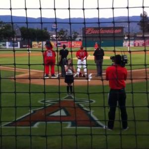 Paris Smith singing the National Anthem at the San Bernadino Baseball Game