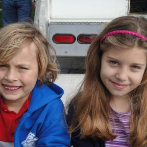 Max and Paris at filming of Safety Point
