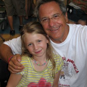 David Anspaugh and Emma Rayne Lyle on the set of Little Red Wagon