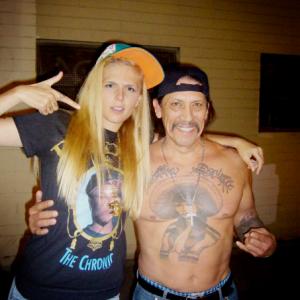 Claudia Pickering and Danny Trejo on the set of Sebring